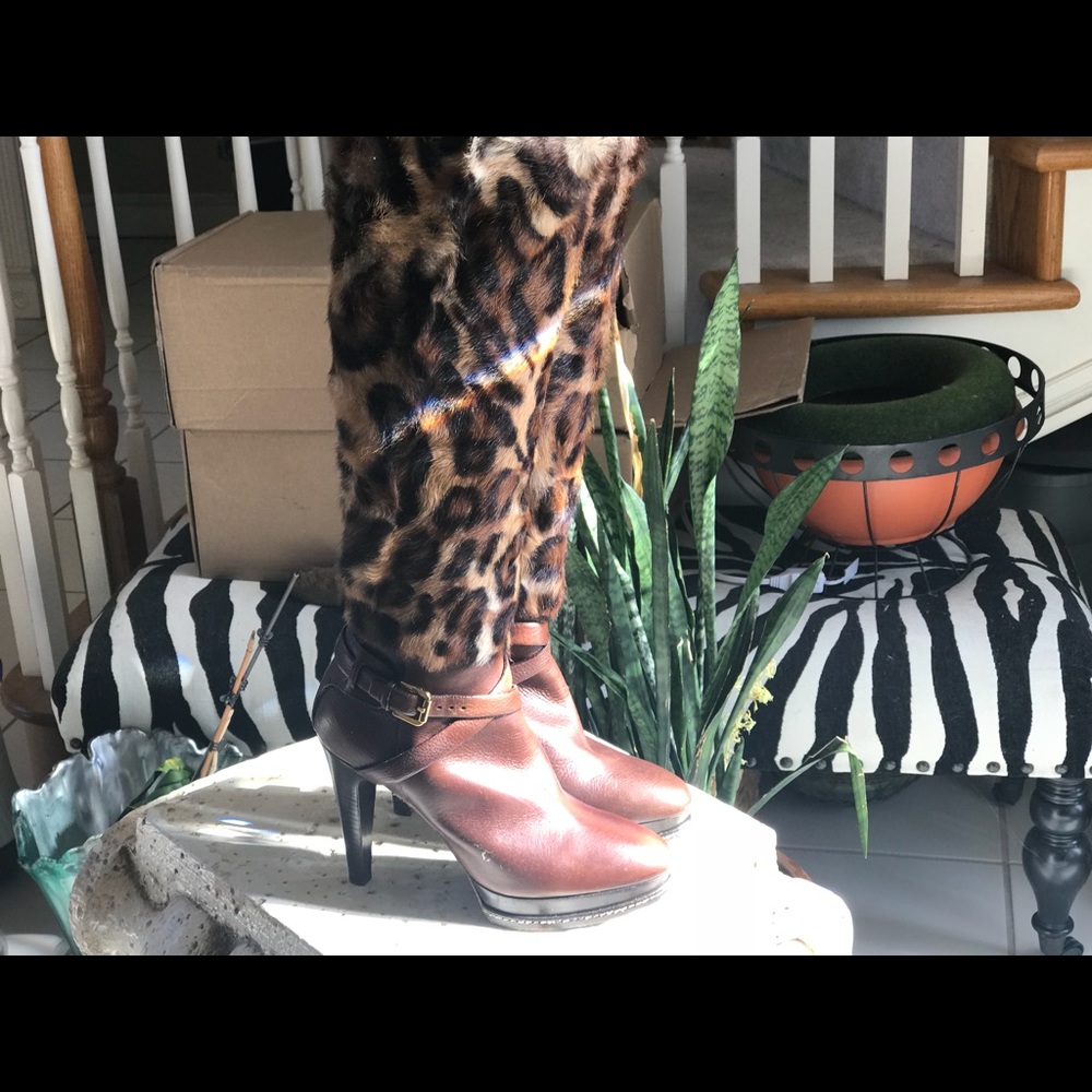 Size 7B Ralph Lauren Leopard cheetah print boots - Picture 2 of 6